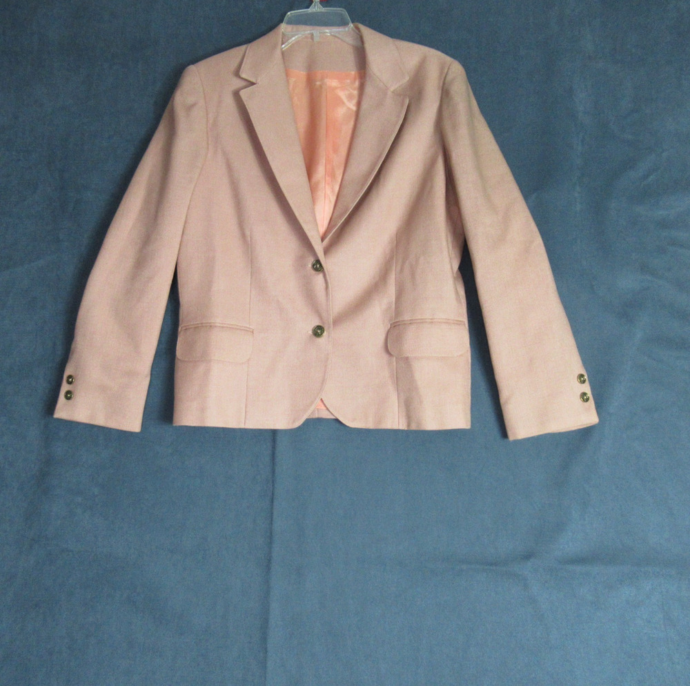 Vintage Womens Blazer Size 14 Peach Two Button Jacket Collegiate Academia Work